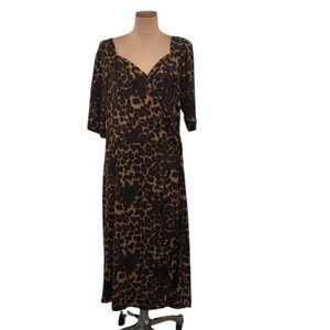 Stop Staring Midi Dress Size 24 Leopard Print